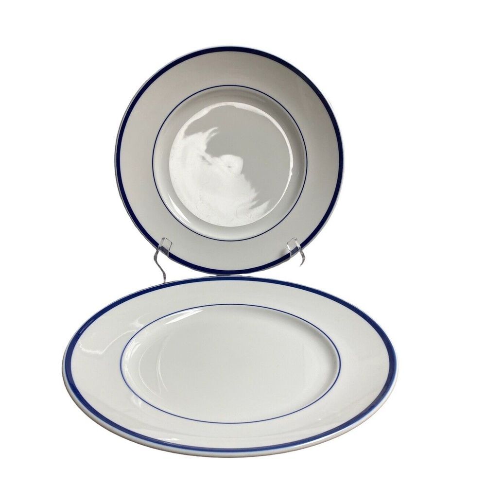 Williams Sonoma Brasserie Blue Band Dinner Chop Serving Plate * SET OF 2 * Japan